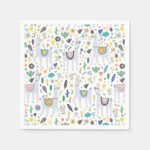 Doodle Alpaca Pattern Napkins