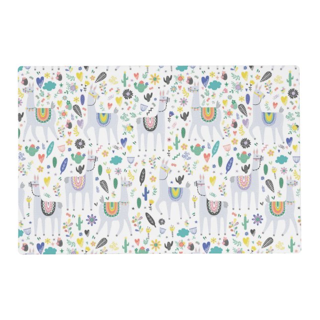 Doodle Alpaca Pattern Placemat (Front)