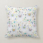 Doodle Alpaca Pattern Throw Pillow