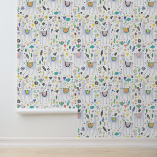 Doodle Alpaca Pattern Wallpaper