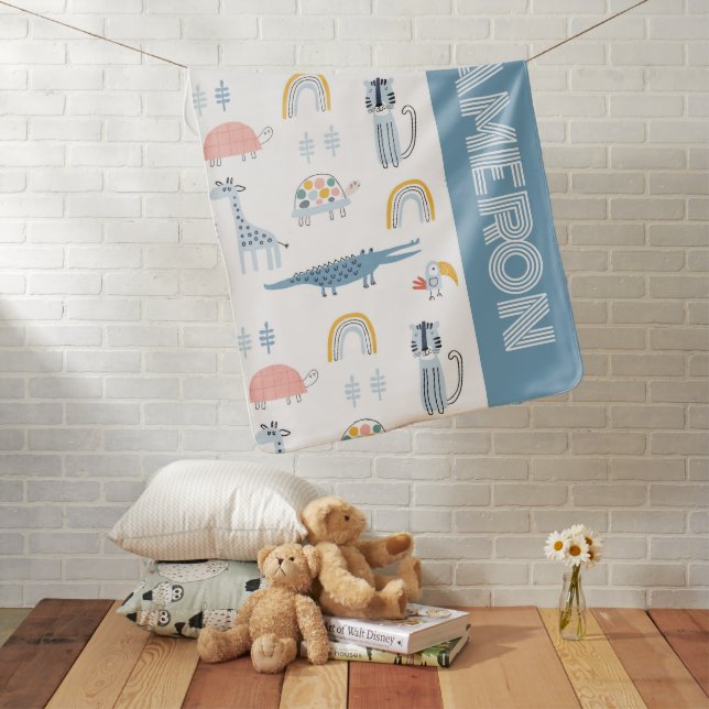 Doodle Animal Fun Pattern Baby Blanket (In Situ)