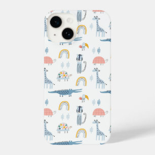 Doodle Animal Fun Pattern iPhone 14 Case