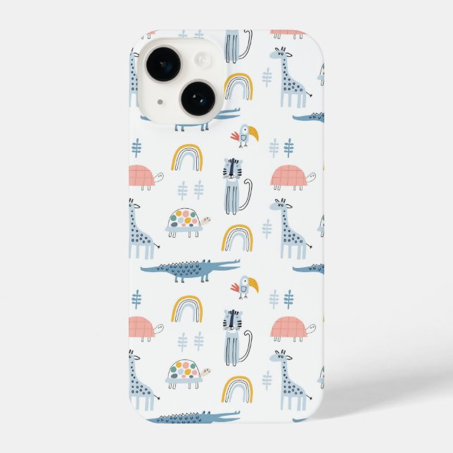Doodle Animal Fun Pattern iPhone Case (Back)