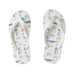 Doodle Animal Fun Pattern Kid's Flip Flops
