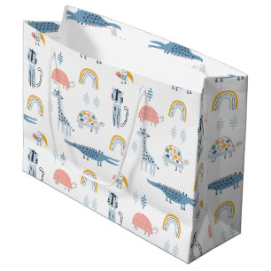 Doodle Animal Fun Pattern Large Gift Bag