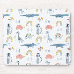 Doodle Animal Fun Pattern Mouse Pad