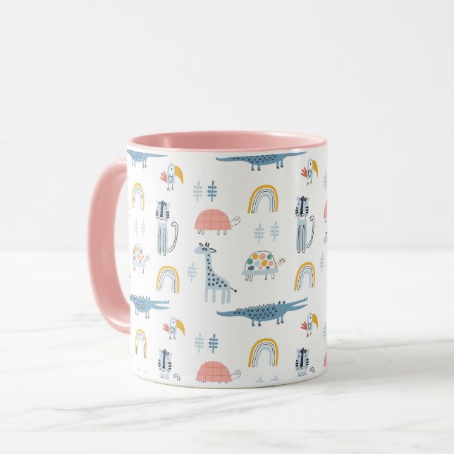 Doodle Animal Fun Pattern Mug (Front Left)