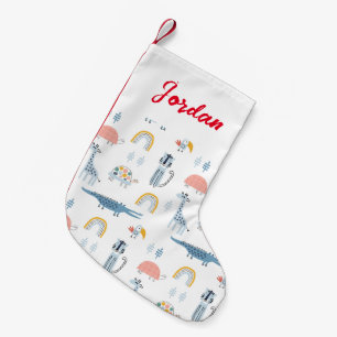 Doodle Animal Fun Pattern Small Christmas Stocking