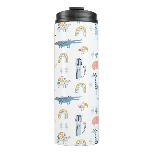 Doodle Animal Fun Pattern Thermal Tumbler