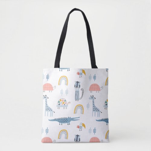 Doodle Animal Fun Pattern Tote Bag