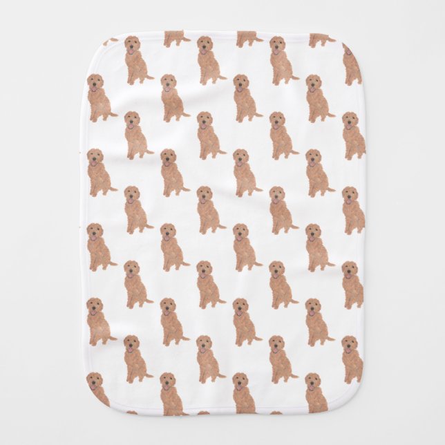 Doodle (Apricot Red Golden) Baby Burp Cloth (Front)