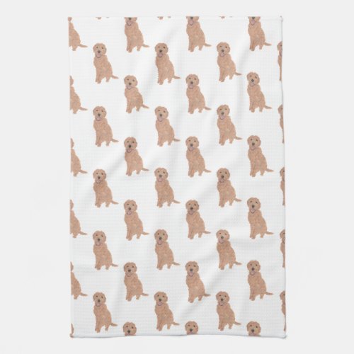 Doodle Apricot Red Golden Kitchen Towel