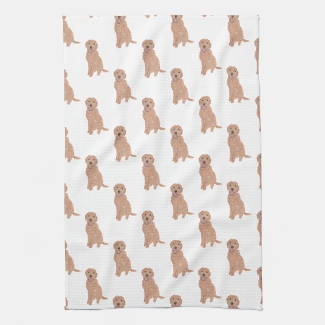 Doodle (Apricot Red Golden) Kitchen Towel (Vertical)