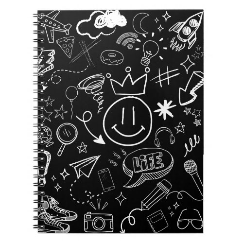 Doodle Art Black  White Notebook