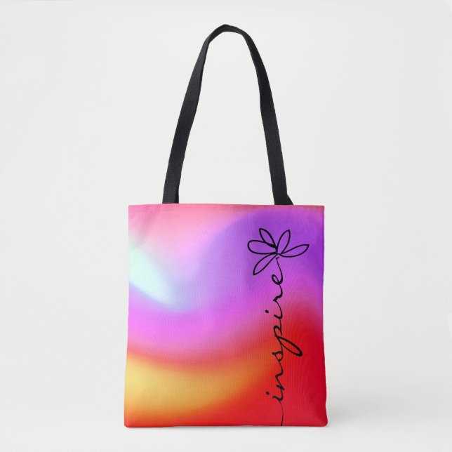 doodle art daisy with word "inspire" tote bag (Front)