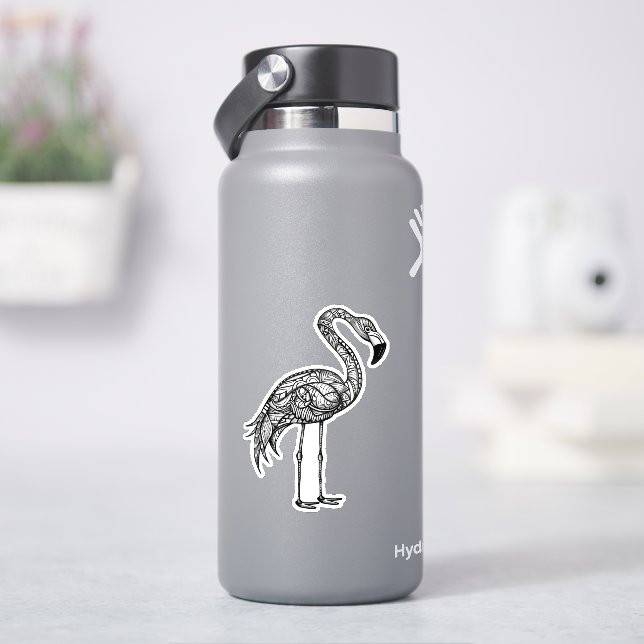 Doodle art Flamingo  Sticker (HydroFlask)