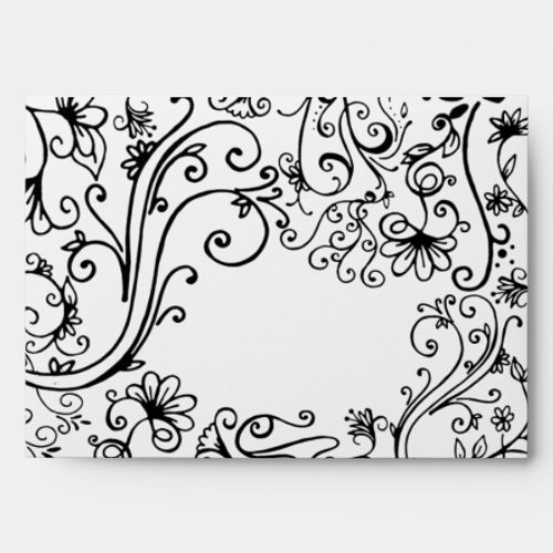 Doodle Art Flowers Floral Vines Flourishes Envelope