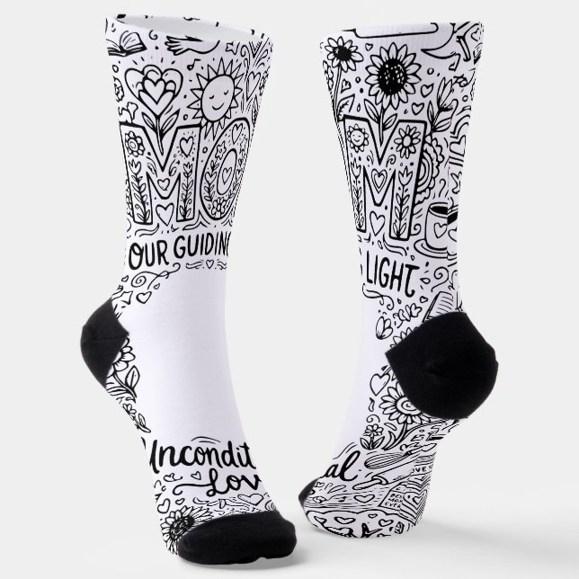 Doodle Art "Mom Our Guiding Light" Socks (Angled)