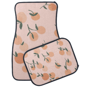Doodle Art: Orange Cherry Vintage Pattern Car Floor Mat