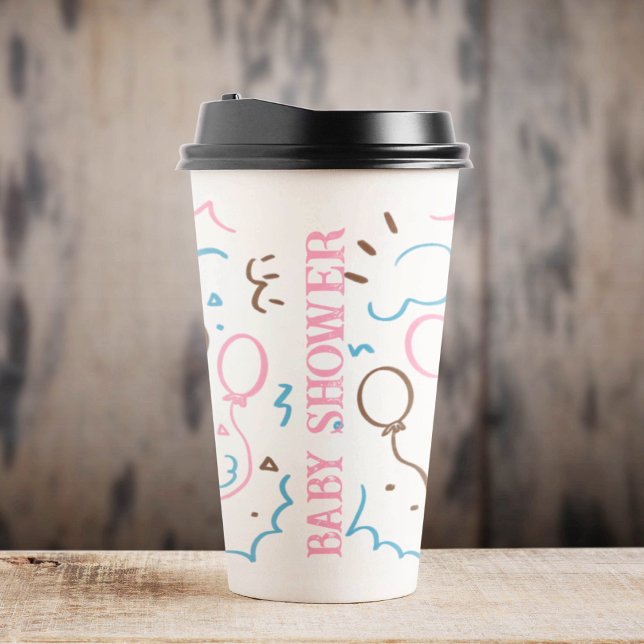 Doodle Art Paper Cups (Baby shower party theme kids,adult party stationery, birthday party use and throw paper cups)