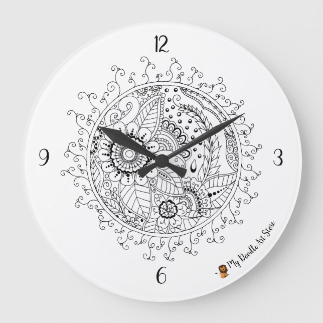 Doodle art round wall clock (Front)