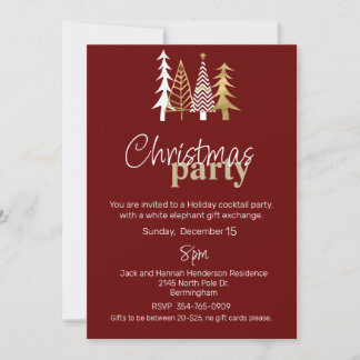 Doodle Art Trees Christmas Party Invitation