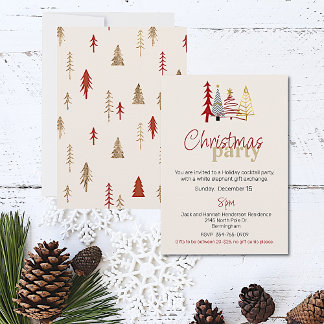 Doodle Art Trees Christmas Party Invitation