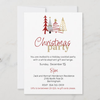 Doodle Art Trees Christmas Party Invitation
