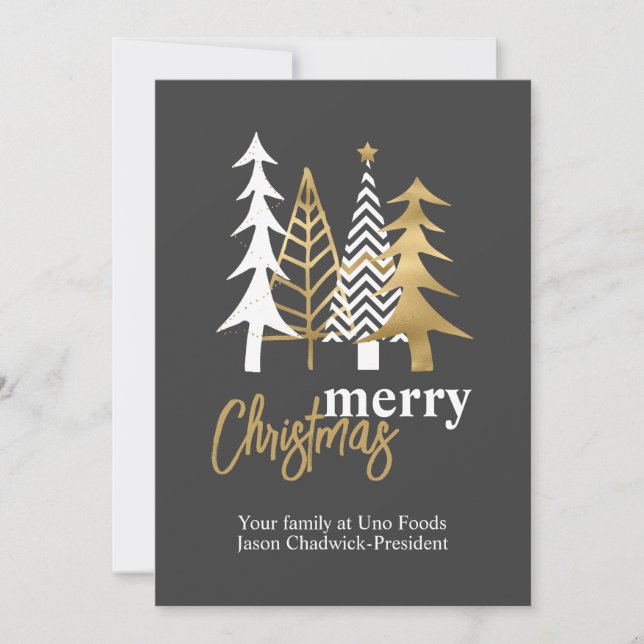 Doodle Art Trees Gray Company Christmas  Invitation (Front)