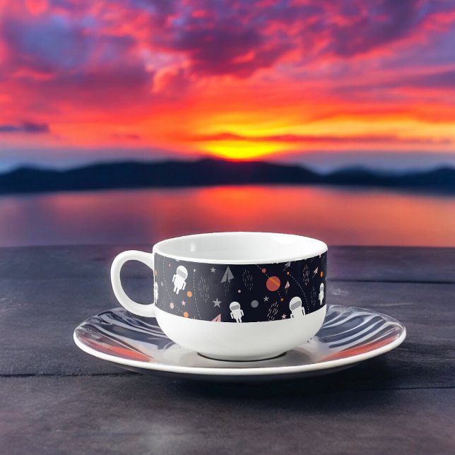 Doodle Astronaut Pattern Soup Mug (Soup Mug)