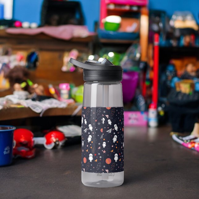 Doodle Astronaut Pattern Water Bottle (Water Bottle)