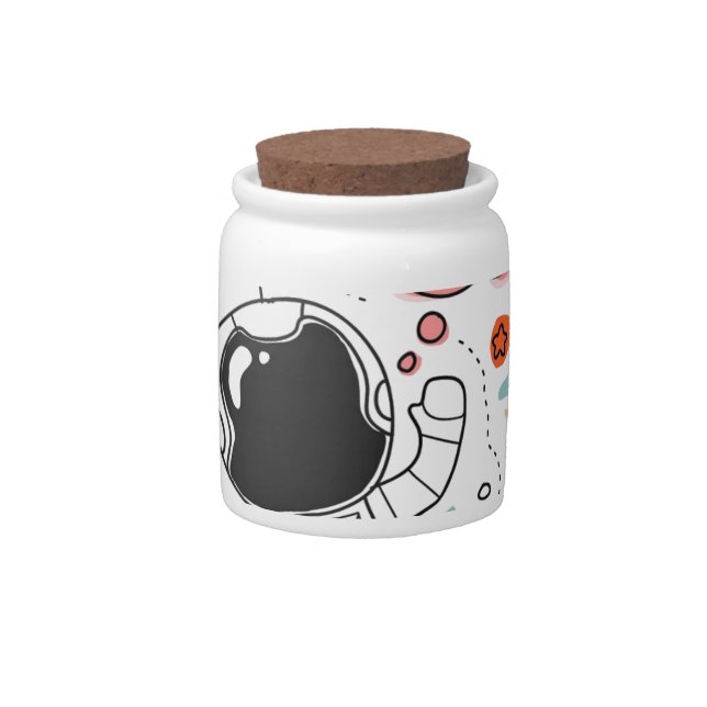 Doodle Astronaut Space Drawing Candy Jar (Front)