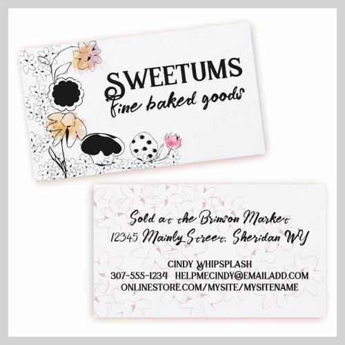 doodle sketch bakery sweets flowers business cards