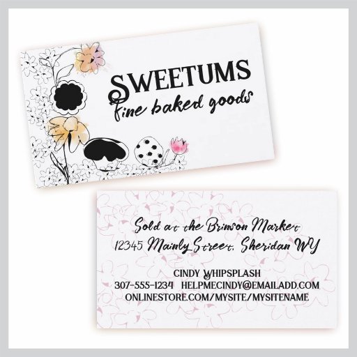 Customizable doodle sketch bakery sweets flowers business cards