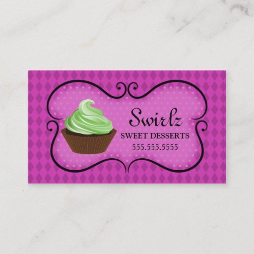 Customizable Doodle Banner Cupcake Bakery Business Cards
