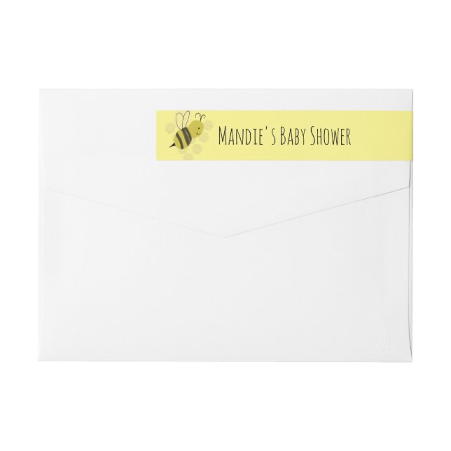 Doodle Bee Baby Shower Yellow Wrap Around Label (Back)