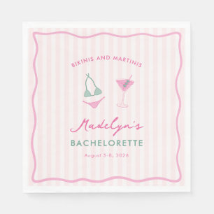 Doodle Bikinis And Martinis Bachelorette Party Napkins