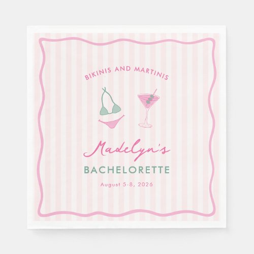 Doodle Bikinis And Martinis Bachelorette Party Napkins