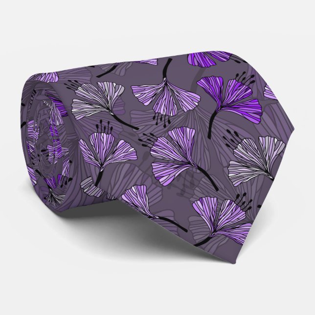 Doodle Blue beautiful floral pattern Neck Tie (Rolled)
