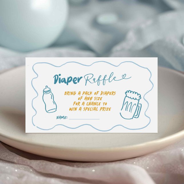 Doodle Blue Boy Baby is Brewing Diaper Raffle Card (Creator Uploaded)