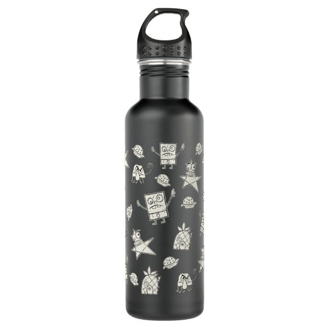 Doodle Bob Pattern Stainless Steel Water Bottle (Front)