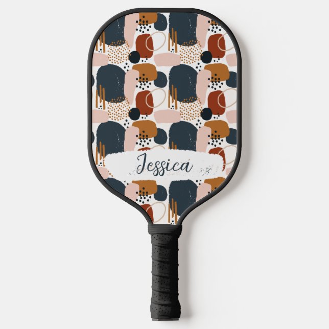 Doodle Boho Pattern Custom Inital Pickleball Paddle (Front)