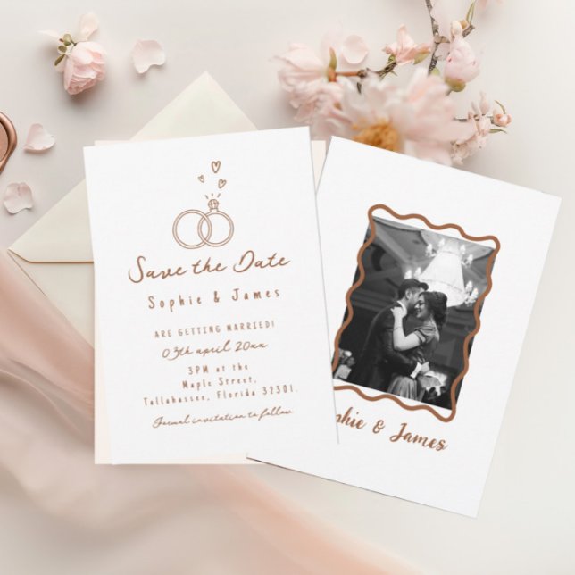 Doodle Boho photo Wedding elegant simple  Invitation (Creator Uploaded)