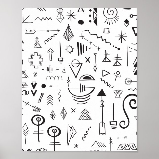 Doodle boho sketch pattern poster (Front)