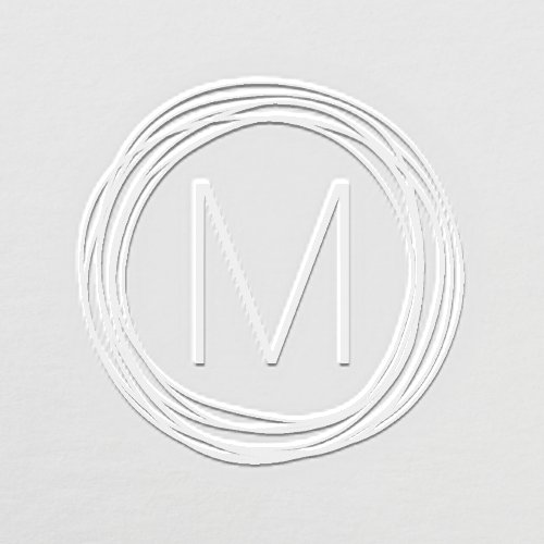 Doodle border monogram initial modern minimal embosser