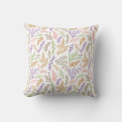 doodle botanical leaves patterned pillow