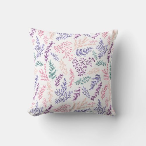 doodle botanical leaves patterned pillow