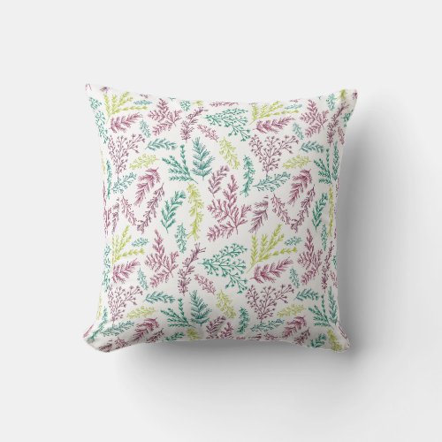 doodle botanical leaves patterned pillow