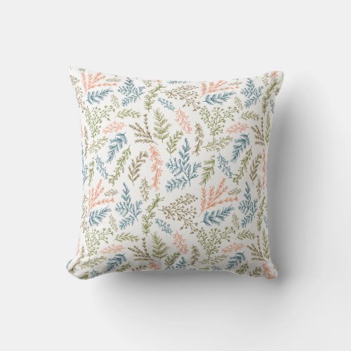 doodle botanical leaves patterned pillow