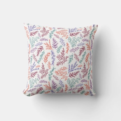 doodle botanical leaves patterned pillow